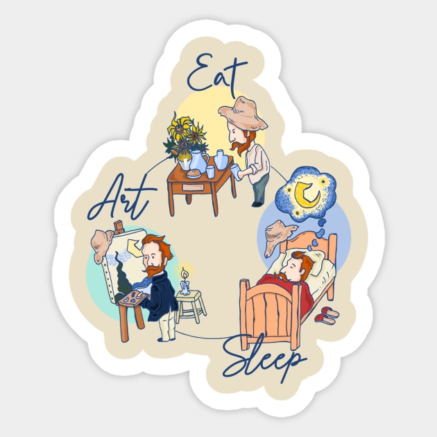 Eat - Sleep - Art with Van Gogh Sticker by ThaisMelo